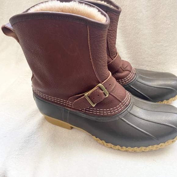 L.L Bean Bean Boots 7" Lounger Limited Edition Buckle Leather Shearling Lined... - Picture 1 of 9